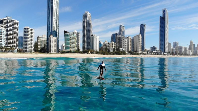 cold coast activities, gold coast foiling, surf board surfer paradise